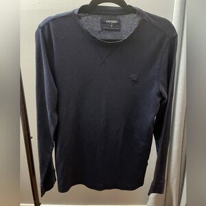 Express Men's Dark Blue Long Sleeve Tee